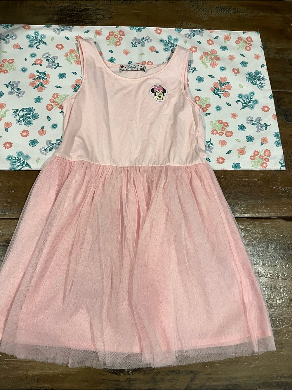 Girls' Pink Tulle Dress with Minnie patch